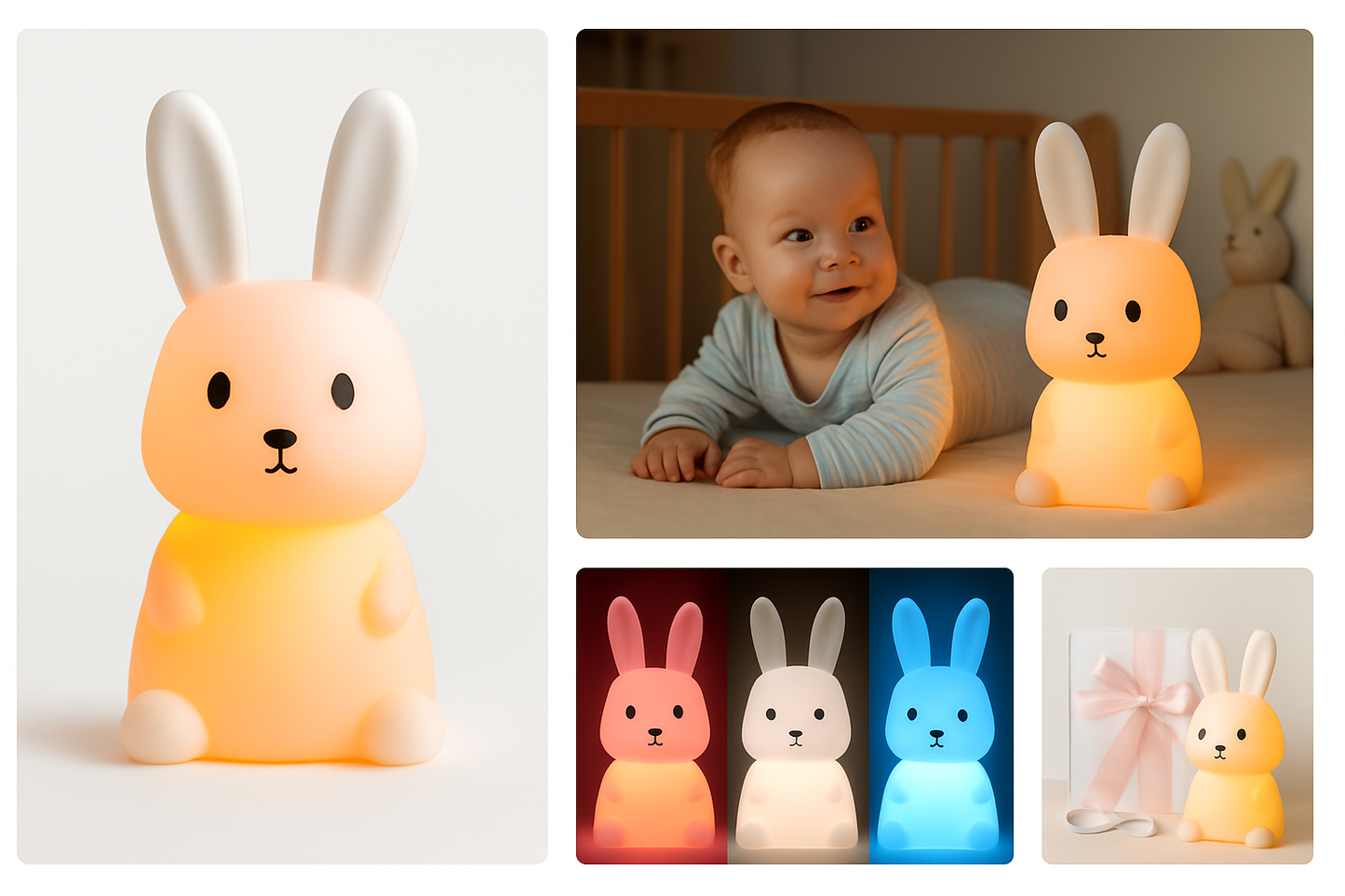 Adorable Bunny Night Light – Soft Silicone Lamp for Kids & Babies